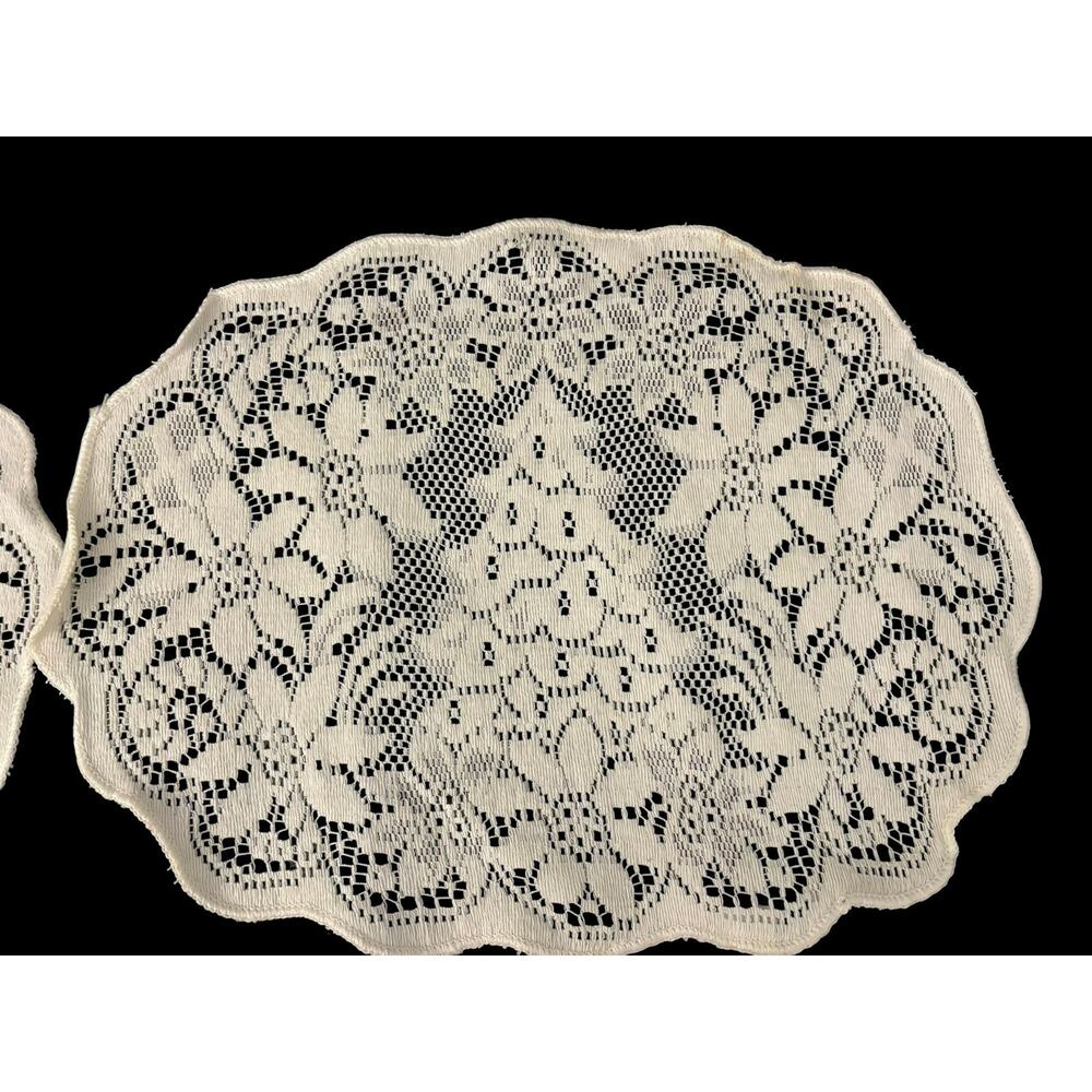 Vintage Lace Placemats Set 4 Christmas Tree Design 18.5 x 12 Cottagecore Fairy - Picture 11 of 11